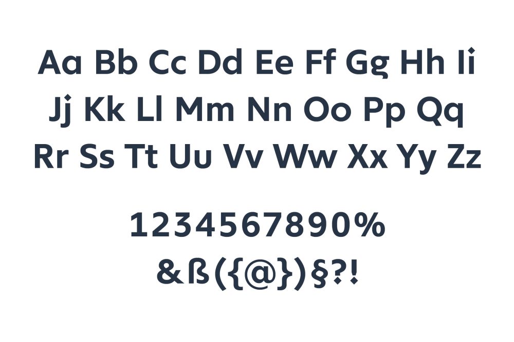 Font set display in uppercase and lowercase, with numbers and symbols, showcasing Kvartz Bold – a modern sans-serif. typeface.