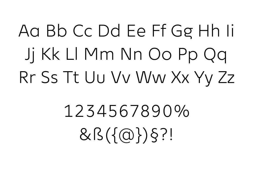 Font set display in uppercase and lowercase, with numbers and symbols, showcasing Kvartz Light – a modern sans-serif.